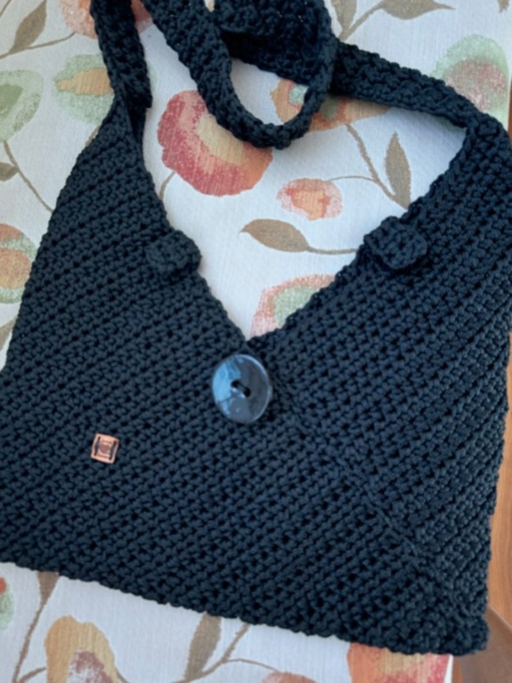 Handmade Crochet Crossbody Bag Black